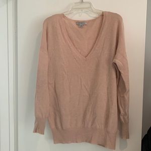 Dusty pink v neck 100% cashmere sweater